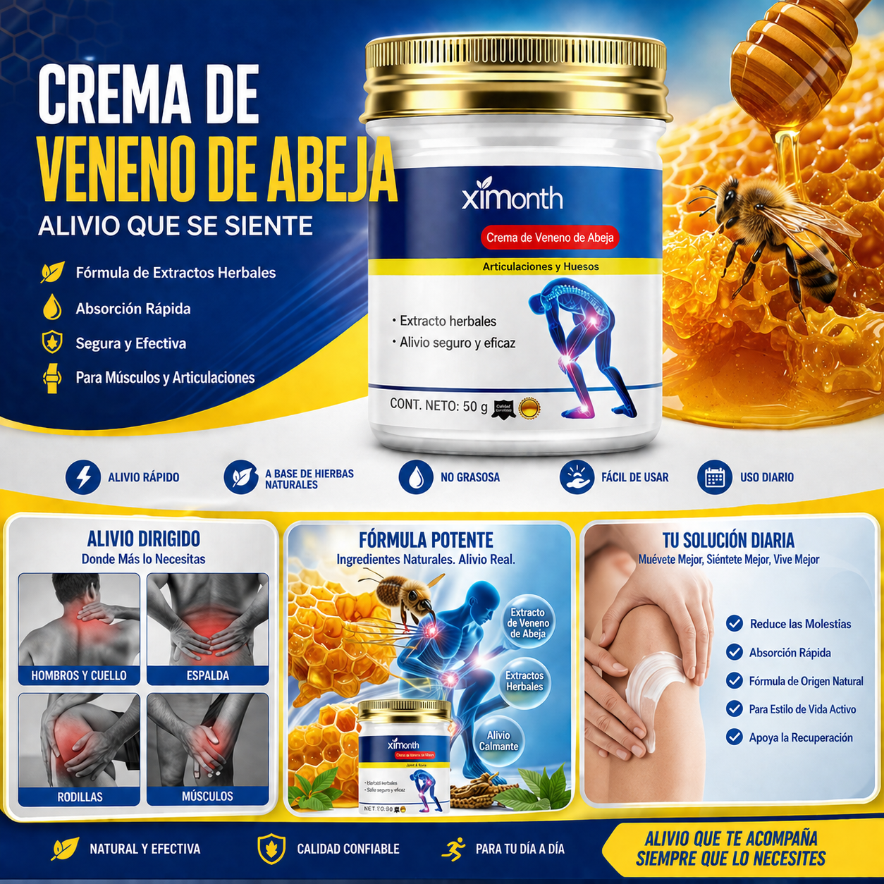 Crema de Veneno de Abeja para Dolores Musculares y Articulares