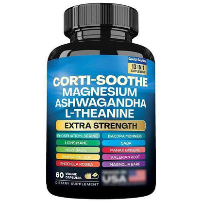 Suplemento Antiestrés Cortisol Balance – Magnesio Glicinato + L-Teanina + Ashwagandha 60 Cápsulas